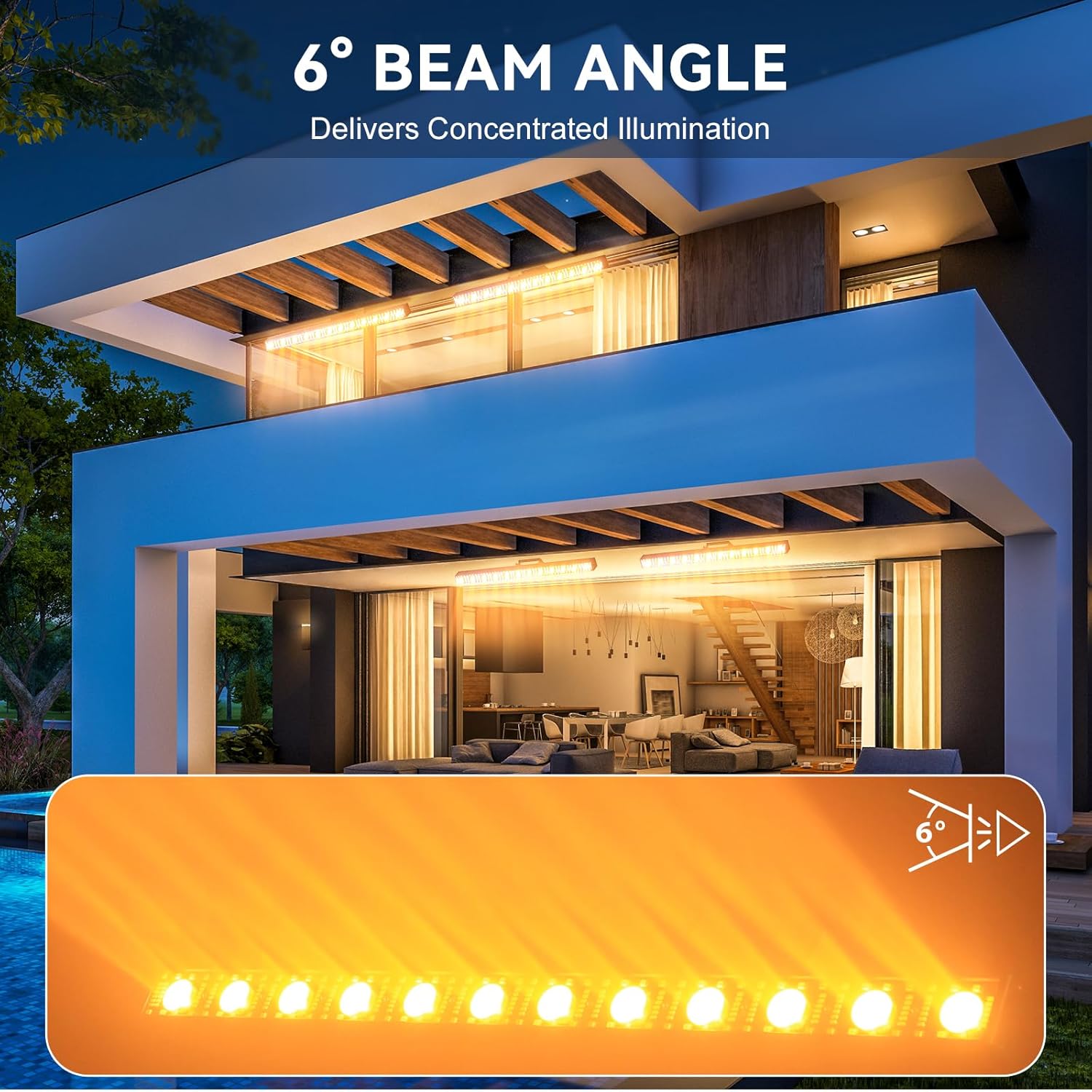 Stage Lighting Bar with 12 Golden Beam LEDs Individually Control, 73CH DMX512 Noiseless RGBW Wall Washer Light 150W for DJ Parties Shows, Disco, Weding