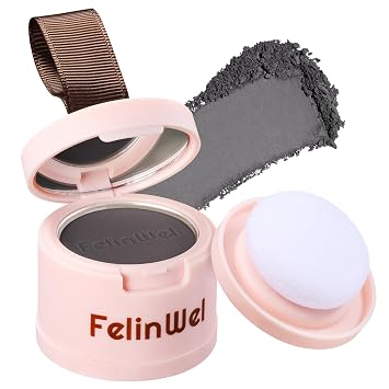 FelinWel Hair Root Cover Up Powder for Thinning HairInstant Grey Coverage Touch up for Women & Men, Natural Black