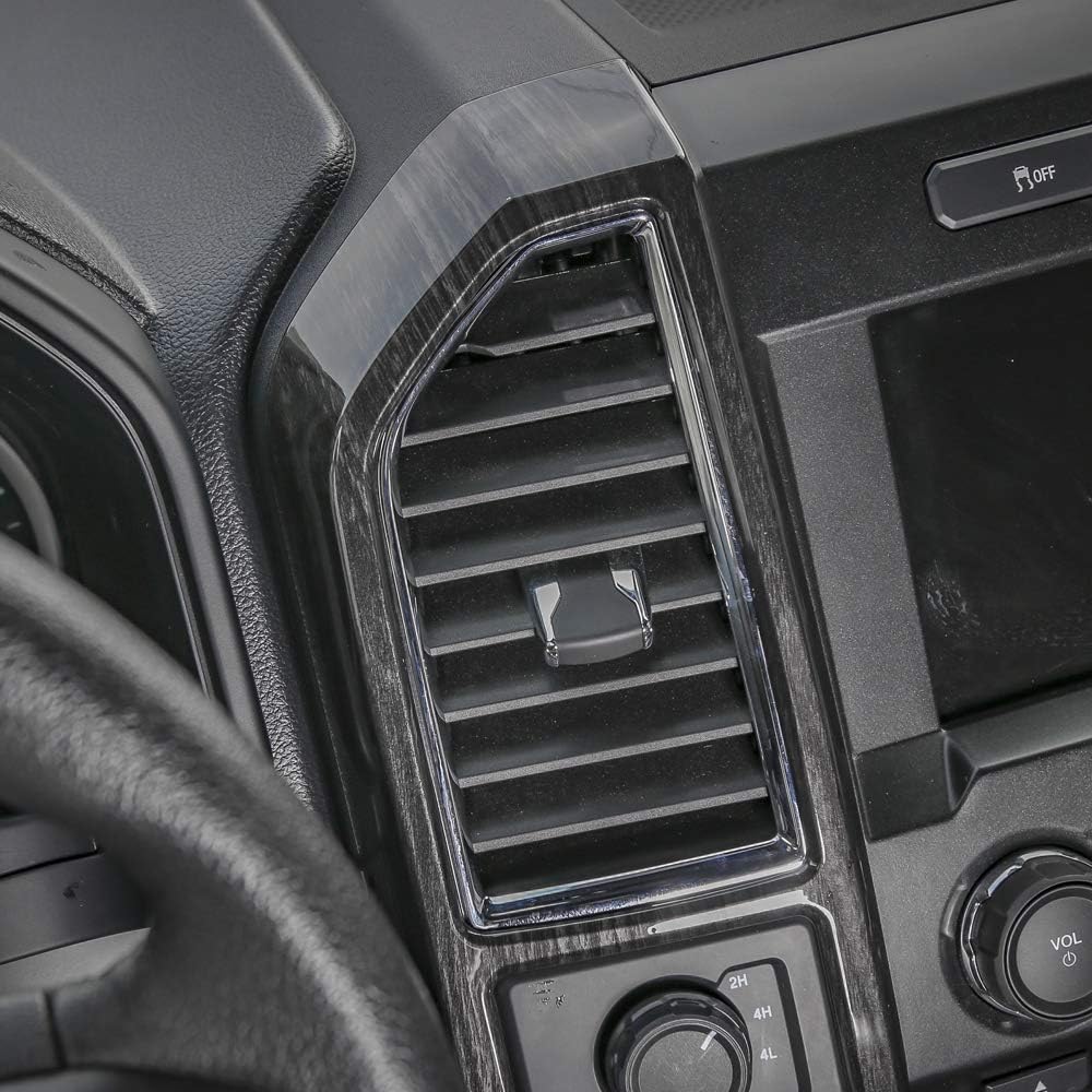 JeCar for F150 Black Wood Grain Interior Trim Kits for 2015-2020 Ford F150 Center Console Dash Air Vent Cover Interior Accessories 4pcs