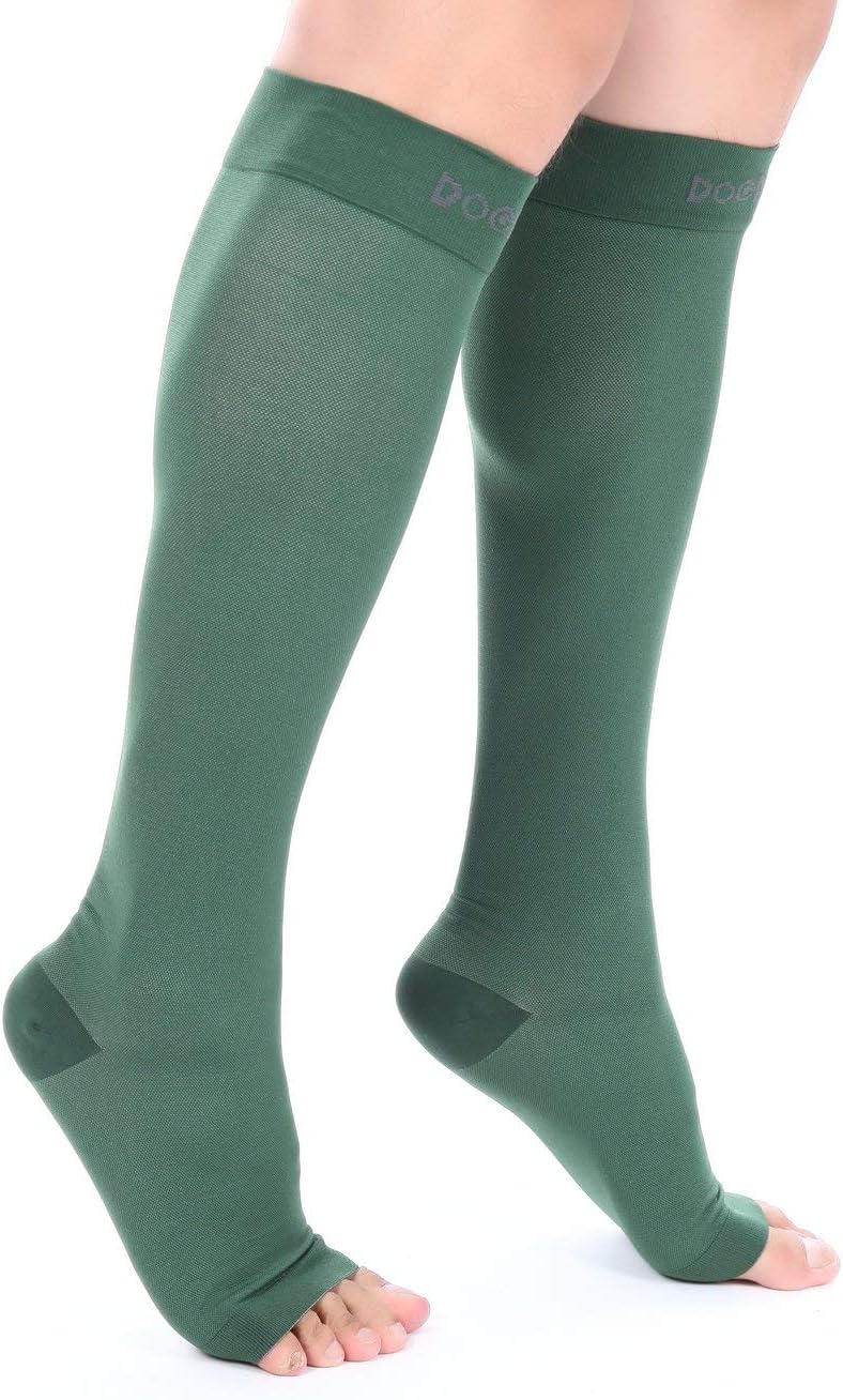 Doc Miller Open Toe Compression Socks for Women & Men 15–20 mmHg, Knee High Calf Support Sleeves, Graduated Stockings for Swelling Recovery, Circulation, 1 Pair - Image 8