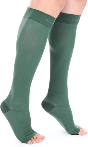 Miniatura 8 de Doc Miller Calcetines de compresión de punta abierta para hombres y mujeres, 15-20 mmHg, recuperación de pantorrillas, grado médico, calcetines