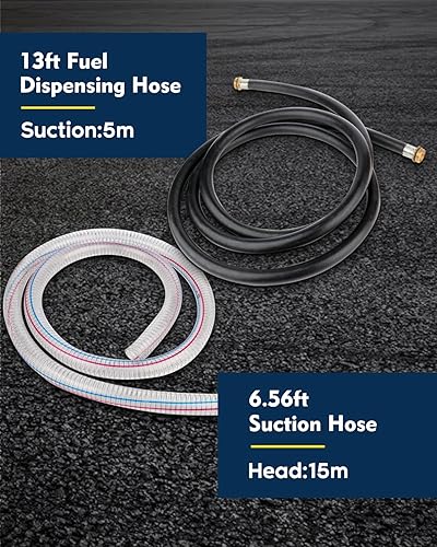 Miniatura 5 de Bomba de transferencia eléctrica autocebante de 110 V CA 550 W para bomba diésel de queroseno FAHKNS, con medidor manguera dispensadora de