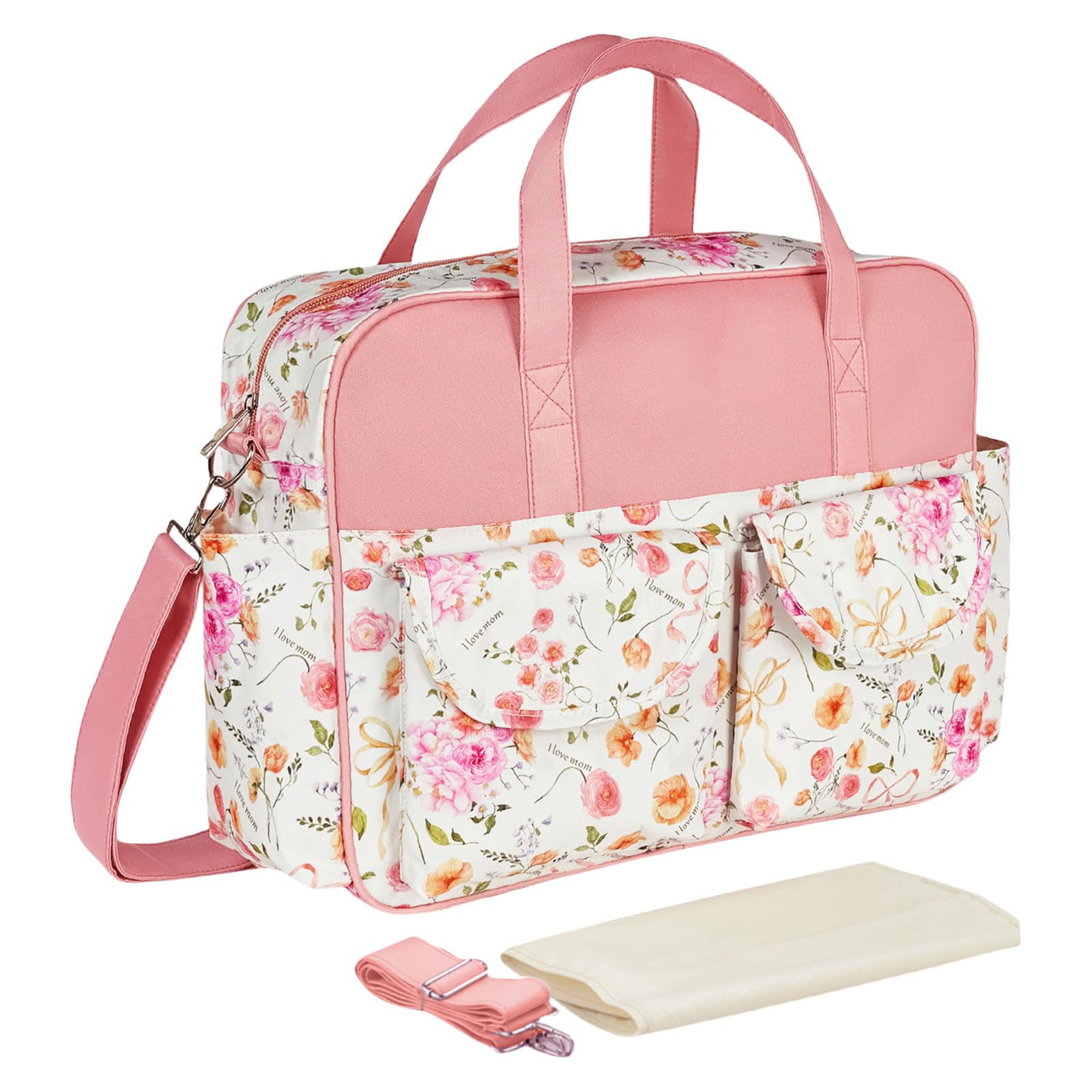 Bolsa de pañales de gran capacidad con correas para cochecito, fácil de viajar, para cambiar pañales, impermeable, con estilo
