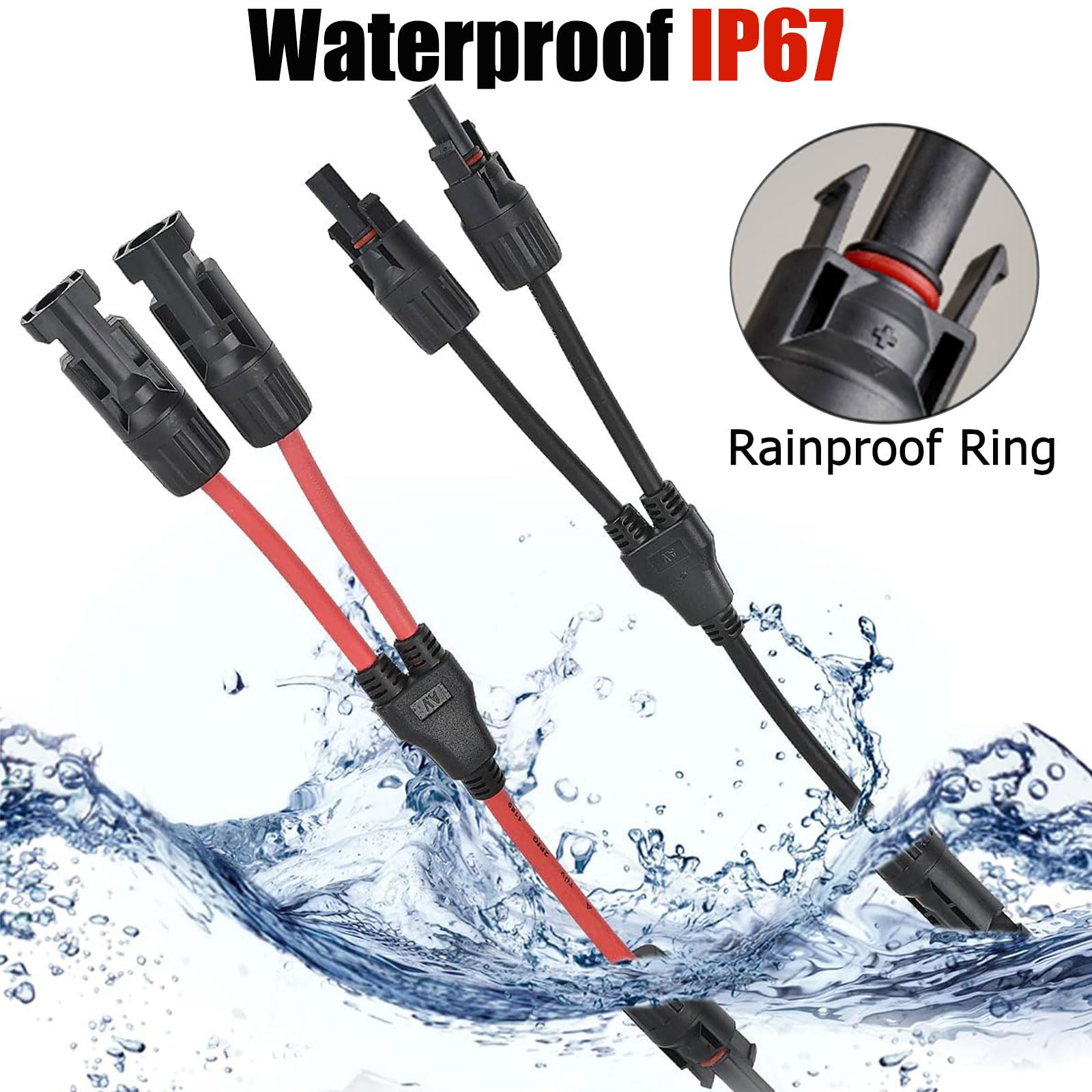 Adapter do rozgałęzienia słonecznego, rozdzielacz Y, złącze równoległe z rozgałęzieniem Y, gniazdo rozdzielacza kabli paneli słonecznych, pasuje do równoległego połączenia fotowoltaicznego, złącze