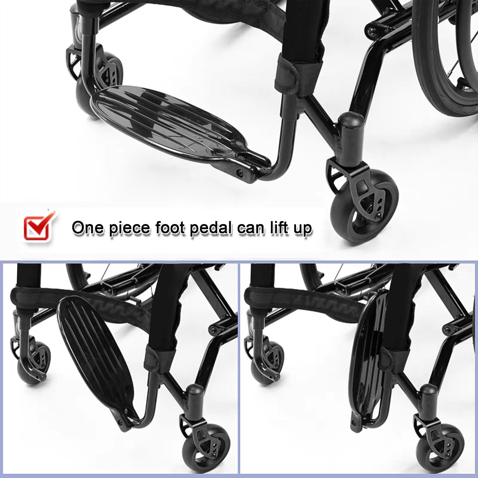 Sedia a Rotelle Sport all'Aria Aperta, Sedia a rotelle Pieghevole Super-Leggera da transito in Alluminio,semovente Manuale con poggiagambe oscillante,carico 100 kg(Seat Width 40cm/15.7in)