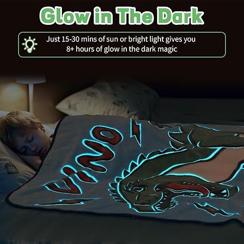 Miniatura 10 de Manta de 50 x 60 pulgadas que brilla en la oscuridad, regalos de cumpleaños, juguetes para niños y niñas de 3, 4, 5, 6, 7, 8, 9, 10, manta luminosa