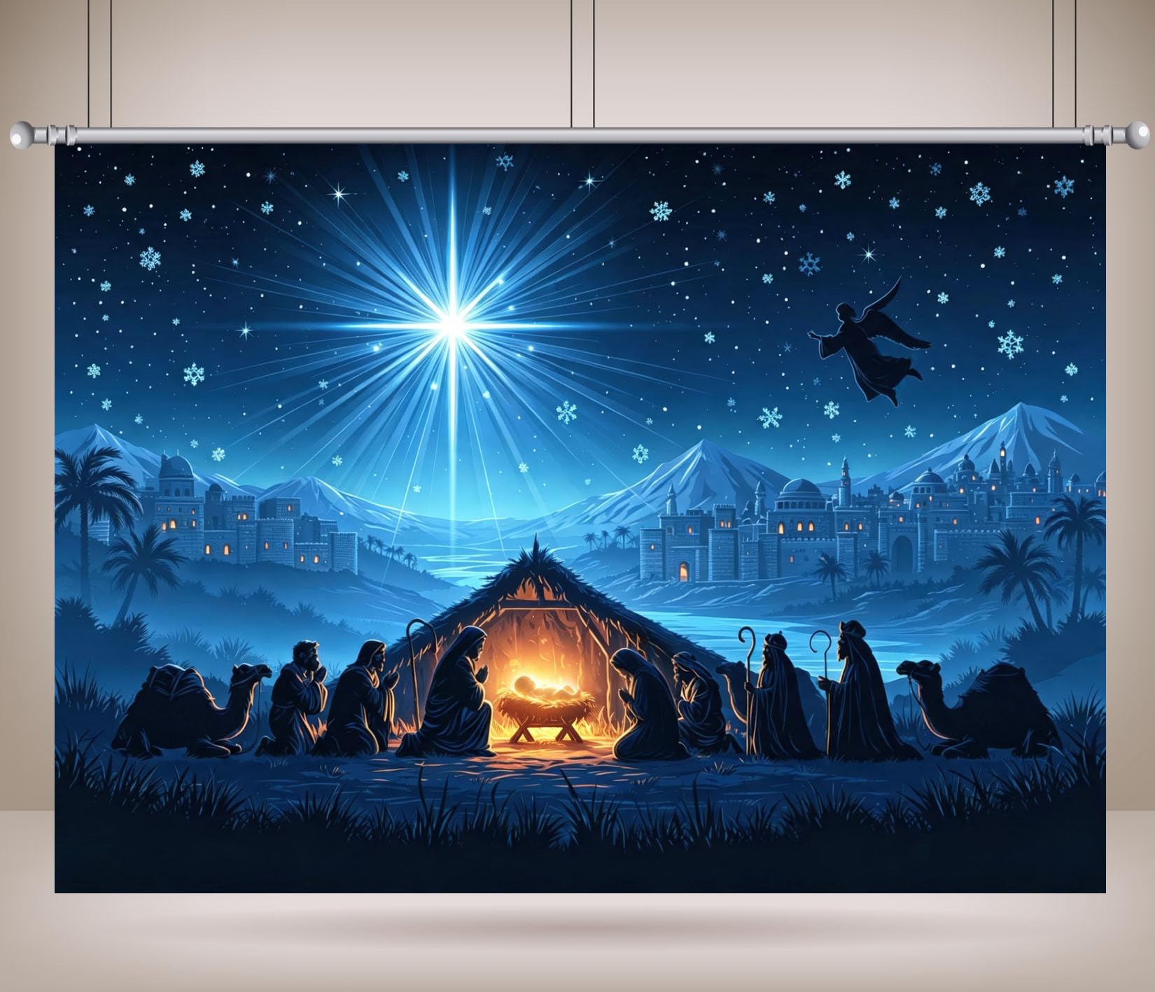 15x10FT (4.6x3m) Santa Notte Innevata Sfondo Fotografico