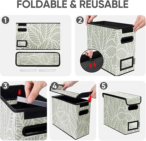 Miniatura 176 de BALEINE - Caja organizadora de archivos con tapa, organizador de carpetas plegable con riel de plástico, caja para carpetas colgantes para Gris