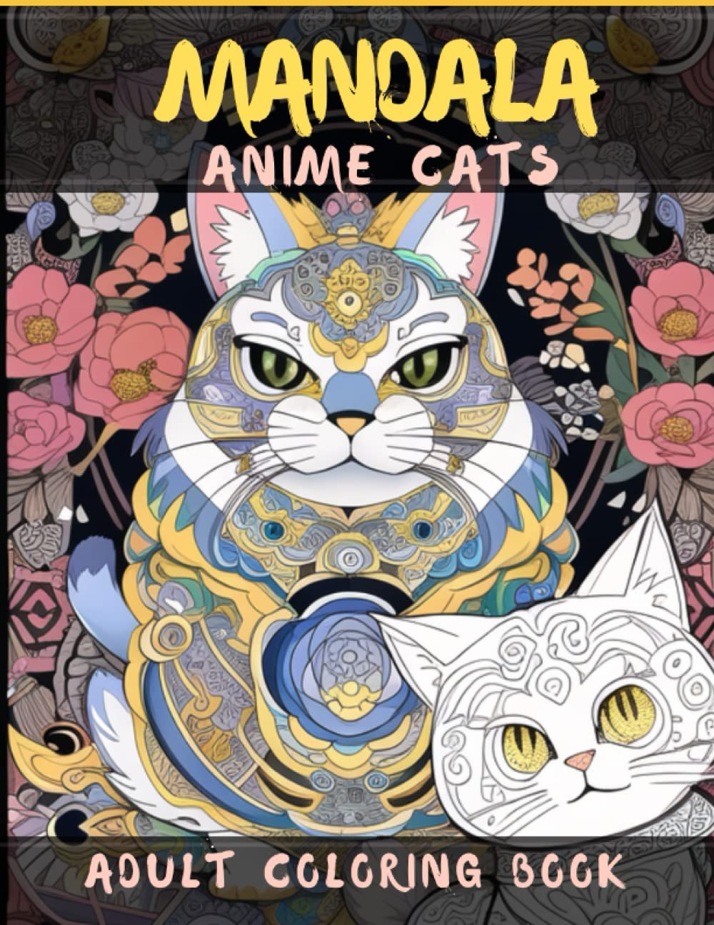 Mandala Anime Cats Coloring Book:: A Relaxing Adult Coloring Book featuring Feline Friends