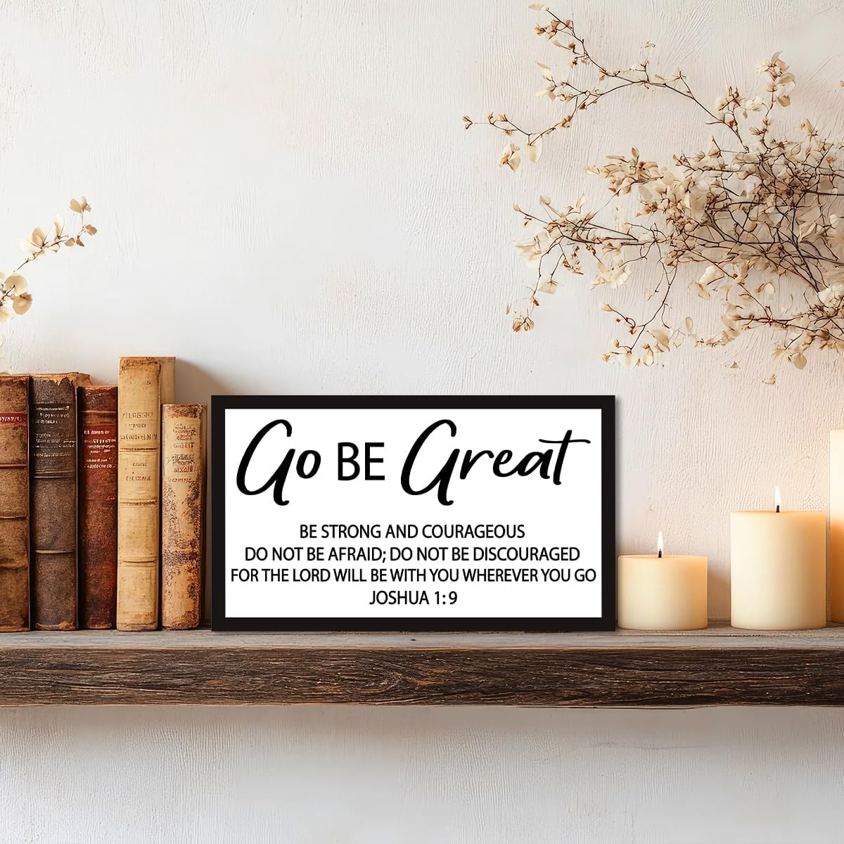 Joshua 1:9 Christian Wood Box Sign Desk Deocr,Go be Great Bible Verse Wooden Block Sign for Scripture Home Office Bedroom Wall Shelf Tabletop Decor image 3