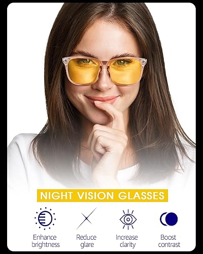 Miniatura 2 de TJUTR Night Vision Driving Glasses for Men Women, Polarized Anti Glare Yellow Lens Glasses for Driving at Night Time TN2482