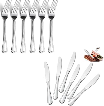 48 Pieces Dinner Forks and Knives Set - 8 Inch Dinner Forks and 9 Inch Dinner Knives