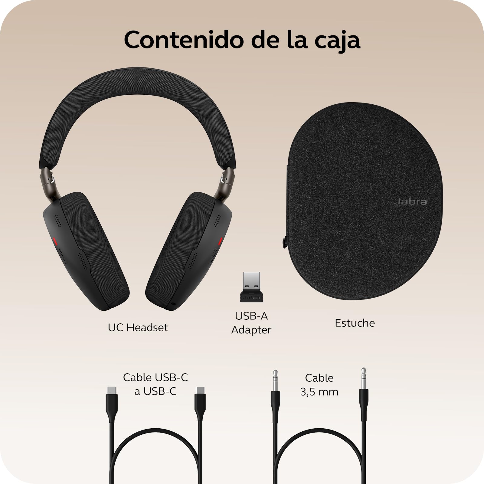 Jabra Evolve3 85 Auriculares Bluetooth Inalámbricos con Micrófono, Negro | Para el Trabajo, Adaptador USB-A, Llamadas IA, Cancelación Ruido Activa Adaptativa, 25h Batería, para Apps de Reunión