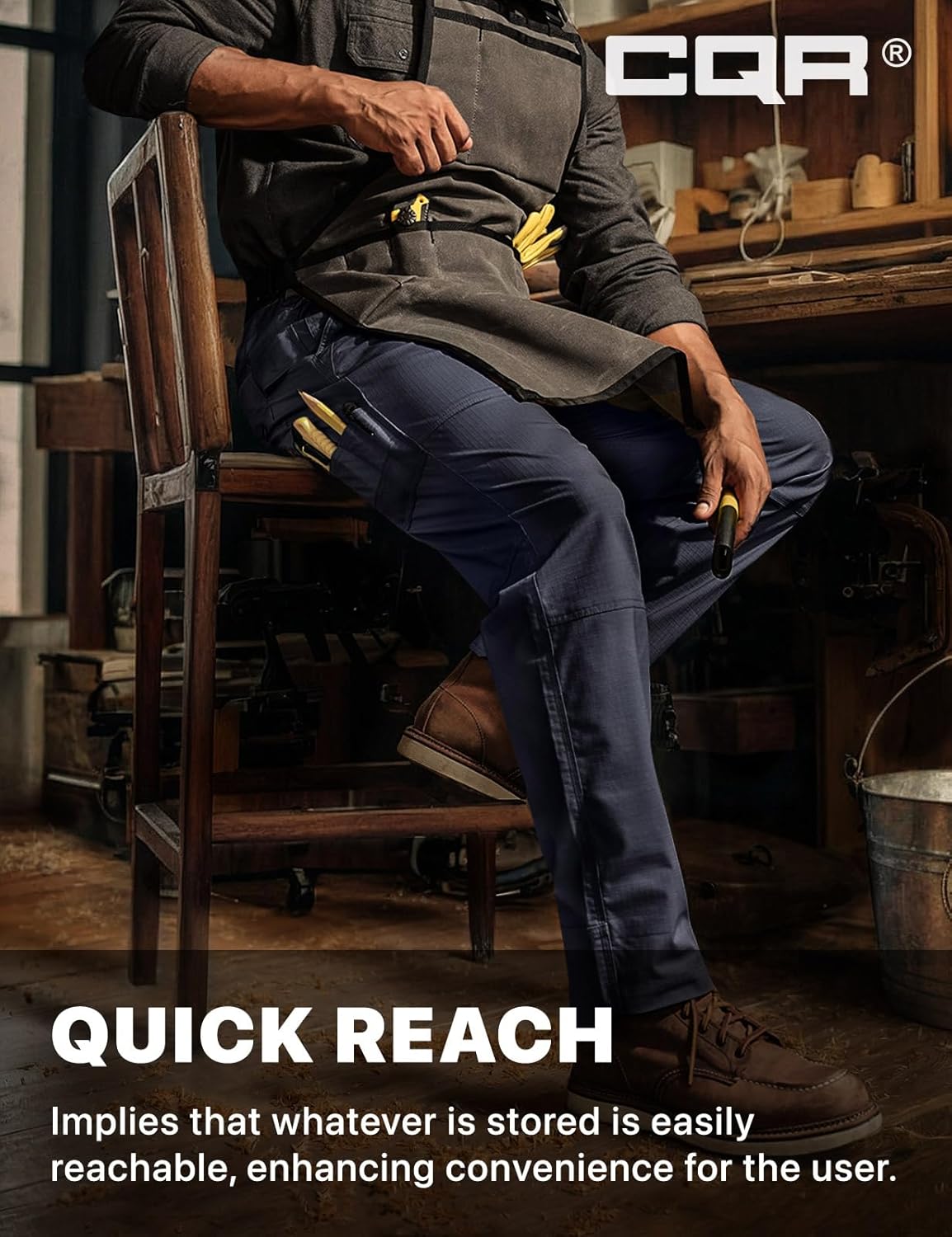 CQR Men's Quick Dry Work Pants, Water Resistant Outdoor Tactical Pants, Lightweight Stretch Cargo Hiking Pants - Image 5