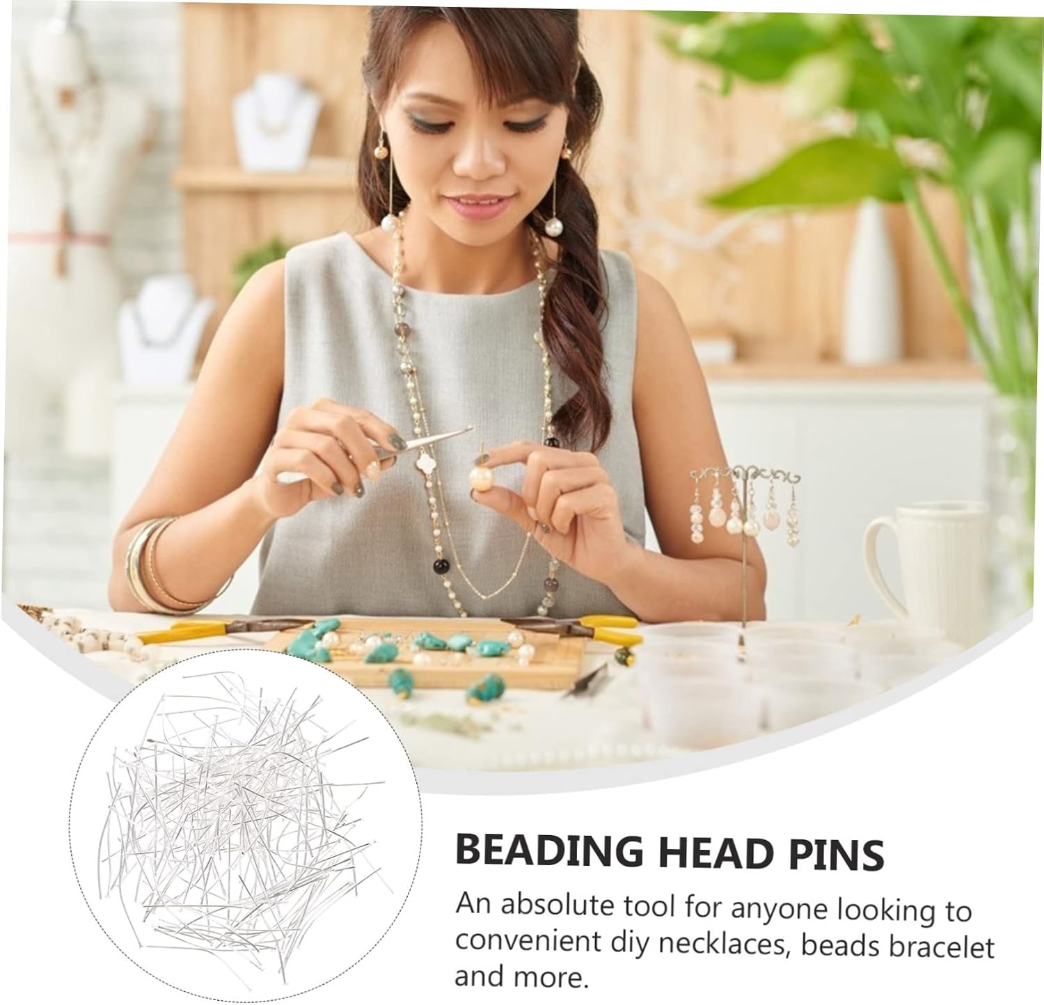400Pcs Metal Flat Head Pins for Jewelry Making DIY Bead Pins for Craft Projects Versatile for Earrings Necklaces Beading and Pendants
