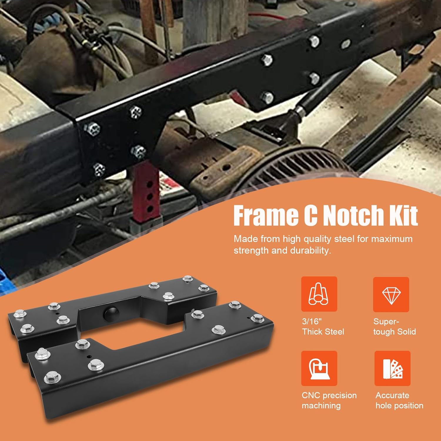 6" Drop Flip Kit & C Notch Kit Rear Support For Chevy Silverado GMC Sierra 1500 C1500 1988-1998 Pickup Truck Lowering Drop C-Notch Kit