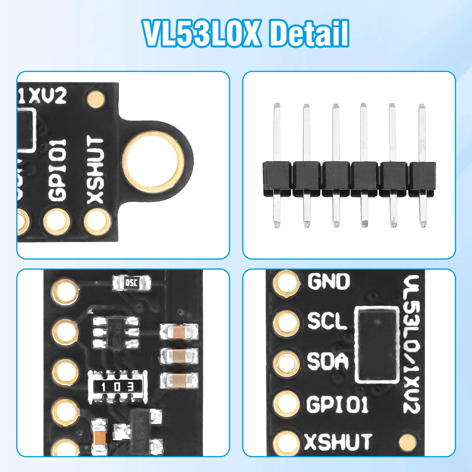 VL53L0X Sensore di Distanza Laser, Sensore di Misura di Distanza Time-of-Flight (ToF) VL53L0X V2, Modulo I2C IIC Compatibile con Arduino, per Droni, Robot (3 Pezzi)
