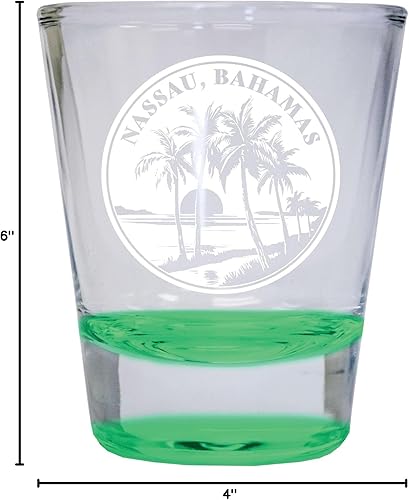Miniatura 3 de R and R Imports Nassau the Bahamas Souvenir - Vaso de chupito grabado de 1.5 onzas, redondo, color verde, unidad individual
