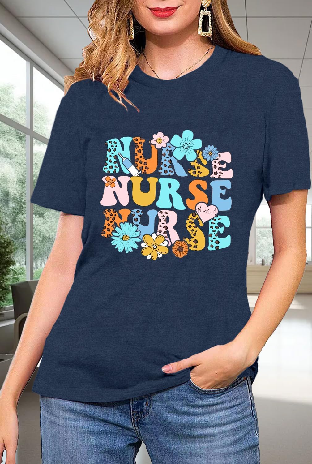 Nurse Shirts for Women Nurse Life T-Shirt Nurse Appreciation Week Tee Tops - Image 2