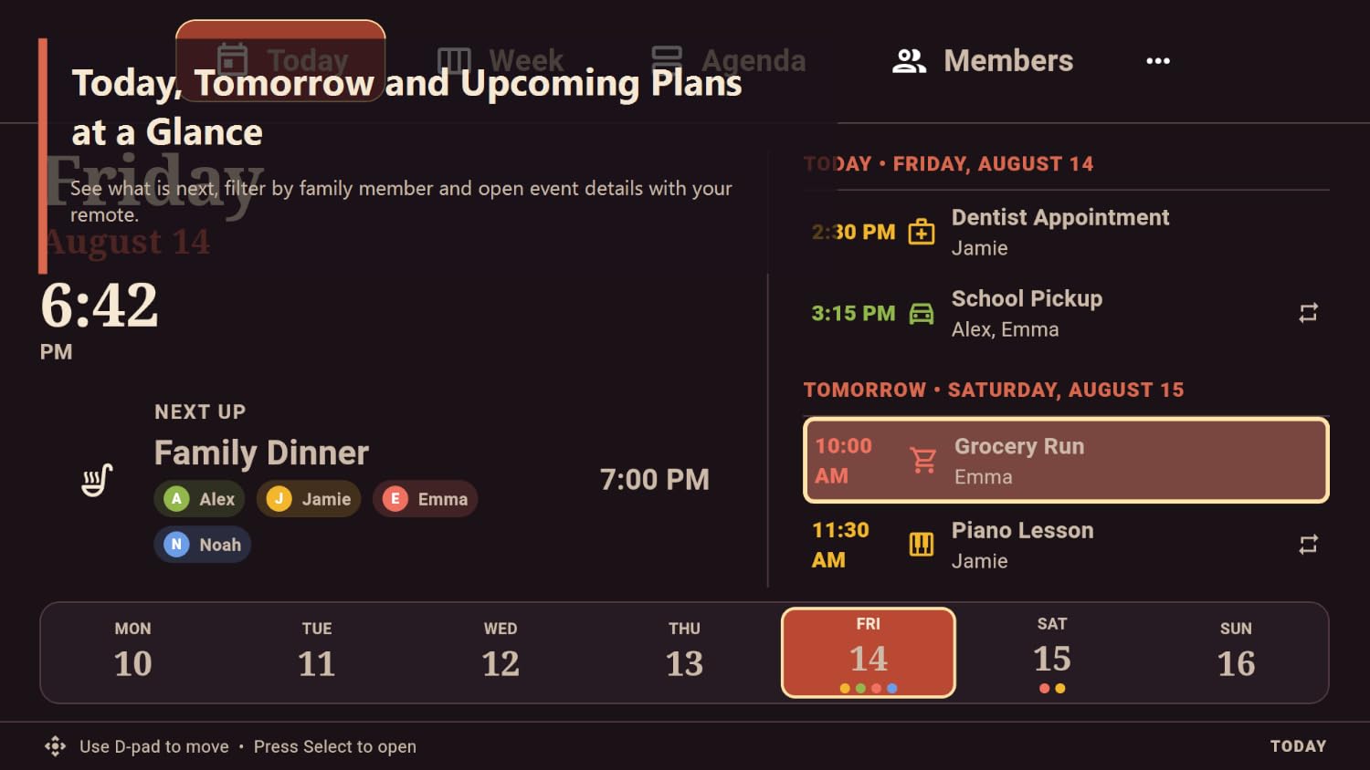Family Calendar for Fire TV \u0026 Tablet Weekly Schedule, Events, Birthdays \u0026 Home P - Analyse des détails et conception