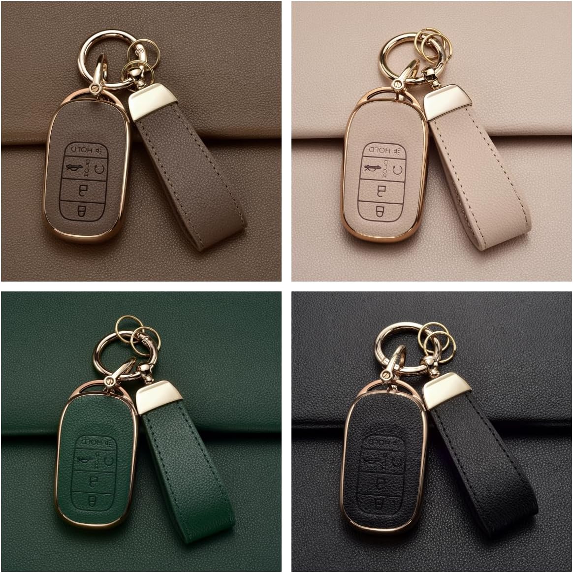 Key Fob Cover for Honda, Upper Leather + Soft TPU Key Cover Case Shell for Honda 2022 2023 2024 2025 Civic Accord HR-V Pilot CR-V, 4/5 Buttons (Brown, 5 Buttons)