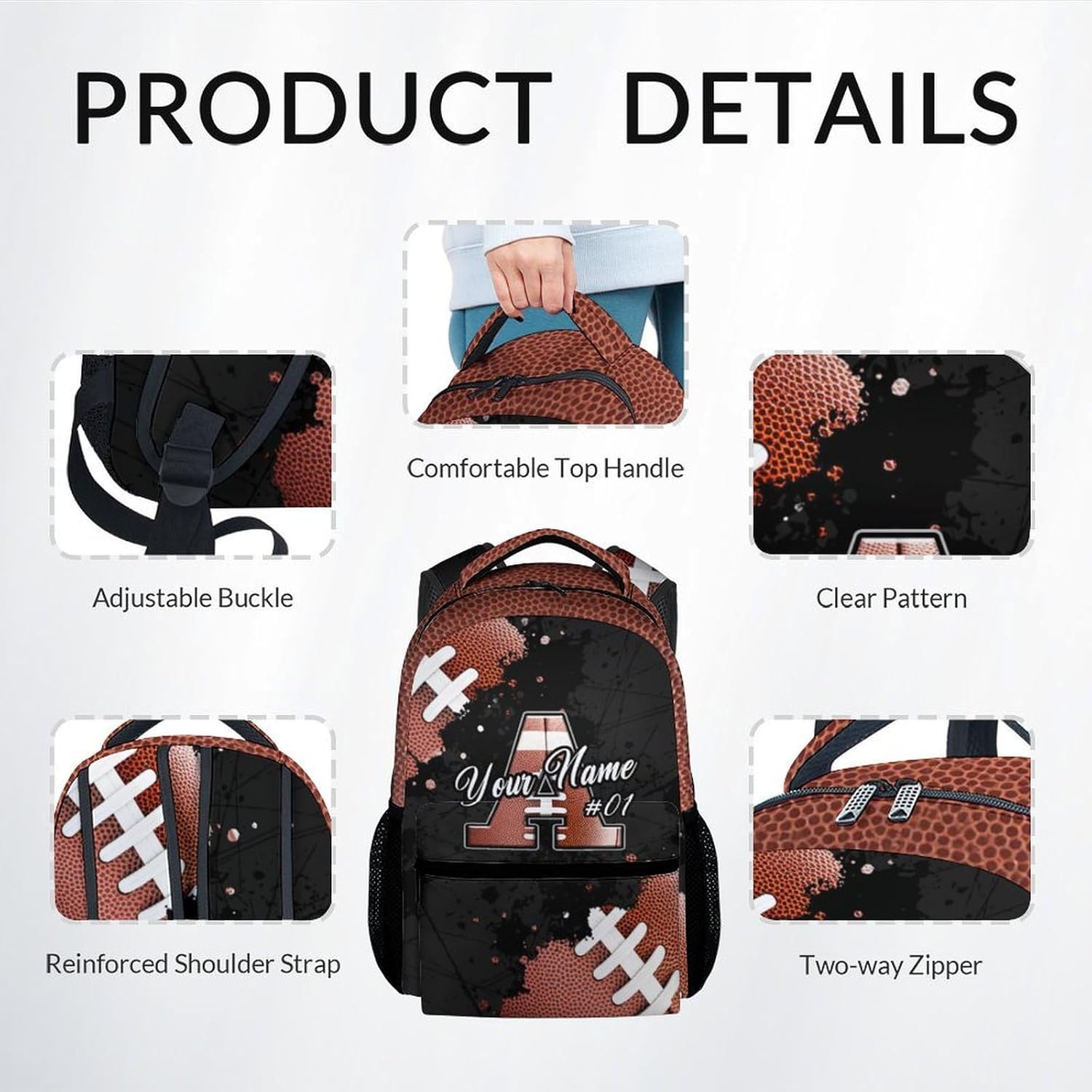 COZYAURA Boys Backpack - Personalized Football Backpacks Set for Kids - Custom Initial Monogram Bookbag with Lunch Bag - Sports Theme School Bag for Primary, Middle School