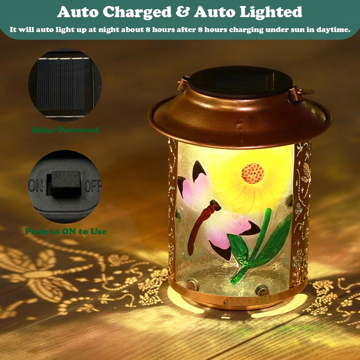 Solar Lanterns Outdoor Decorations, Dragonfly Hanging Solar Lantern, Solar Lights Outdoor Waterproof Lantern, Solar Table Lantern Gifts for Outside Yard Garden Holiday Party Décor-Dragonfly
