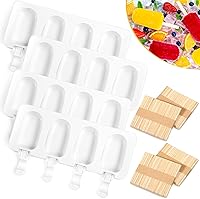 Vista 1 de Molde de silicona para helado de 4 cavidades, moldes para hornear con 200 palitos para golosinas caseras (blanco)