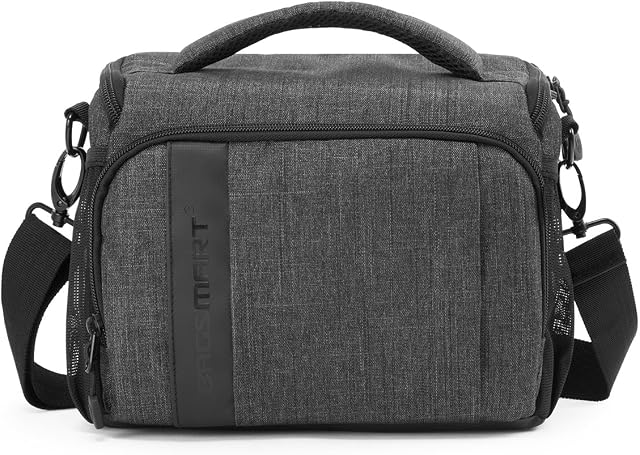 BAGSMART Camera Shoulder Bag, Camera Messenger Bag Anti-Shock with Waterproof Rain Cover for SLR/DSLR, Lenses, Accessories, Grey