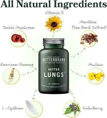 Miniatura 7 de Betterbrand Paquete Better Lungs & Mushrooms - Suplemento diario de salud resporatoria y gomitas de hongos para apoyar la salud intestinal