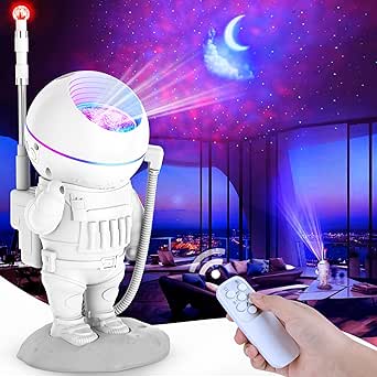 Proiettore Galassia Astronauta Con Lampada Lunare, Luce Notturna Stella Nebbia Proiezione A Soffitto, Timer E Telecomando, Regalo Spazio Bambini E Adulti