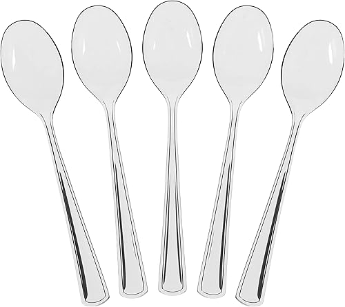 Miniatura 106 de Cubiertos desechables de plástico lavanda resistente, 50 unidades, incluyendo cucharas, tenedores y cuchillos