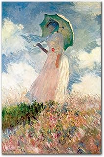 Claude Monet Donna con ombrellone Wall Art Quadri su tela Riproduzioni Impressionista Stampe d'arte famose Decorazioni per la casa 8x12in (20x30cm) Frameless