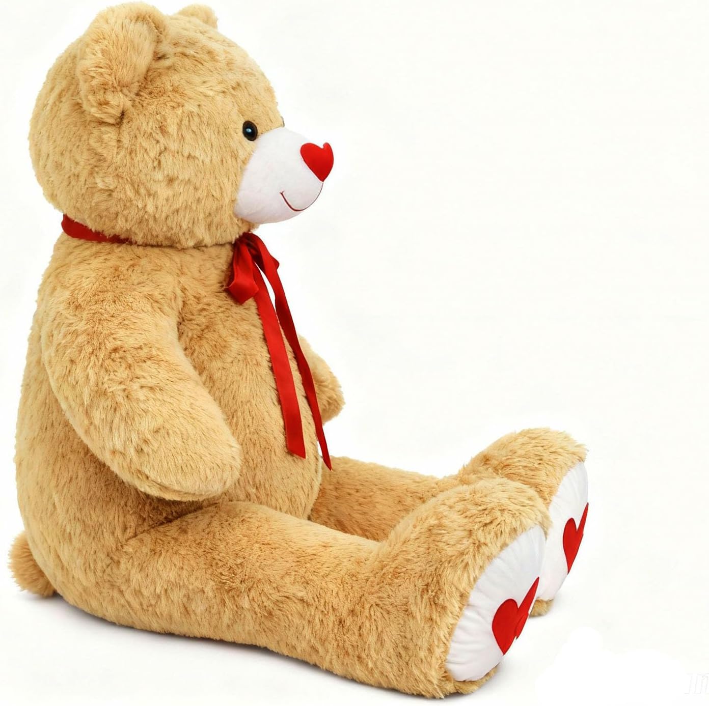 43.3 Inch Brown Giant Teddy Bear with Soft Heart Pillow, Plush Stuffed Animal, Valentine's Day Gift (Light Brown, 43.3 Inch)