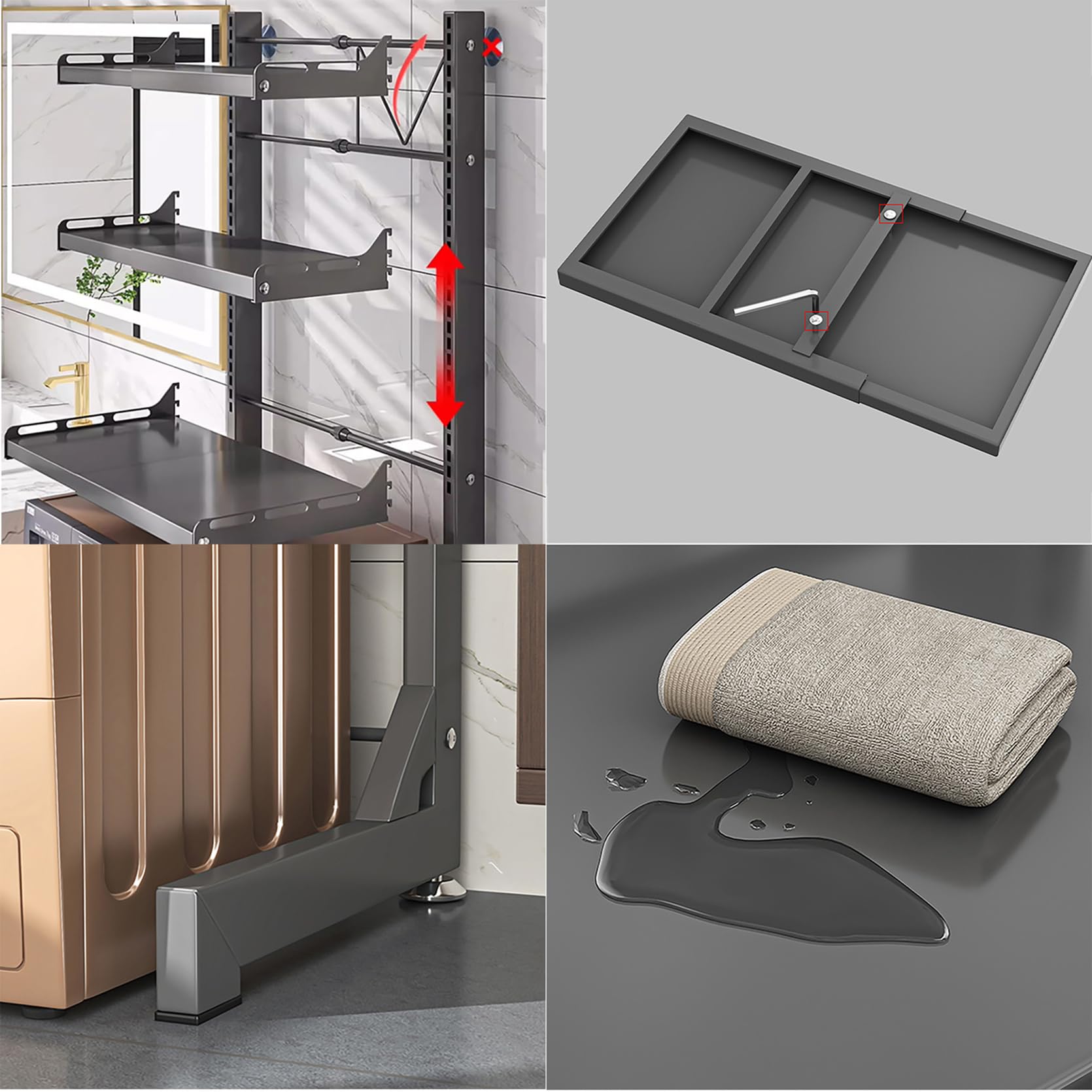 MiSMiAO Waschmaschinenschrank Mit 3 Ablageböden - Platzsparend Für Waschküche