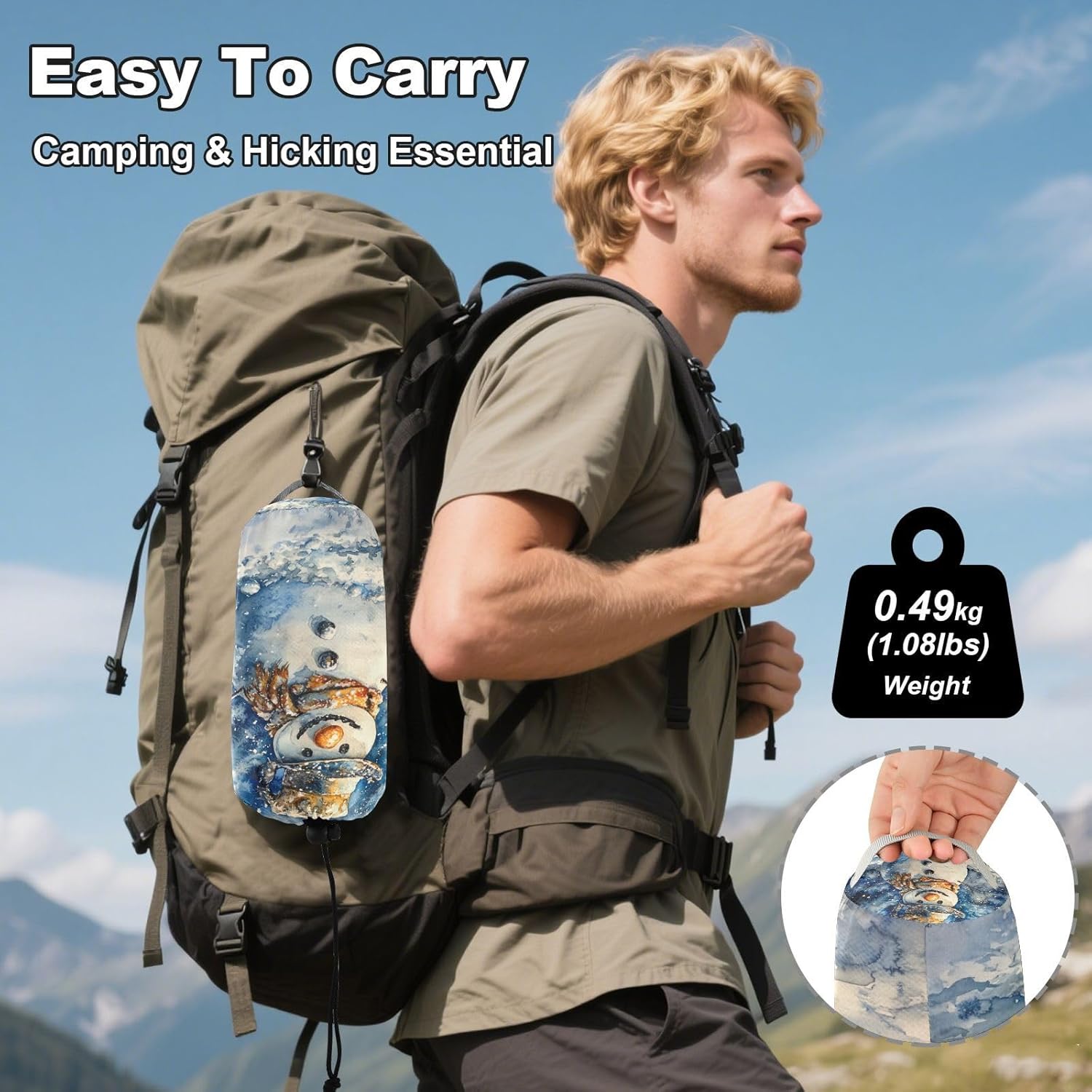 ALAZA Cowboy Snow Man Camping Hammocks Single or 2 Person 500 lbs Portable Parachute Travel Hammock w/Tree Straps for Hiking Backpacking Indoor Outdoor