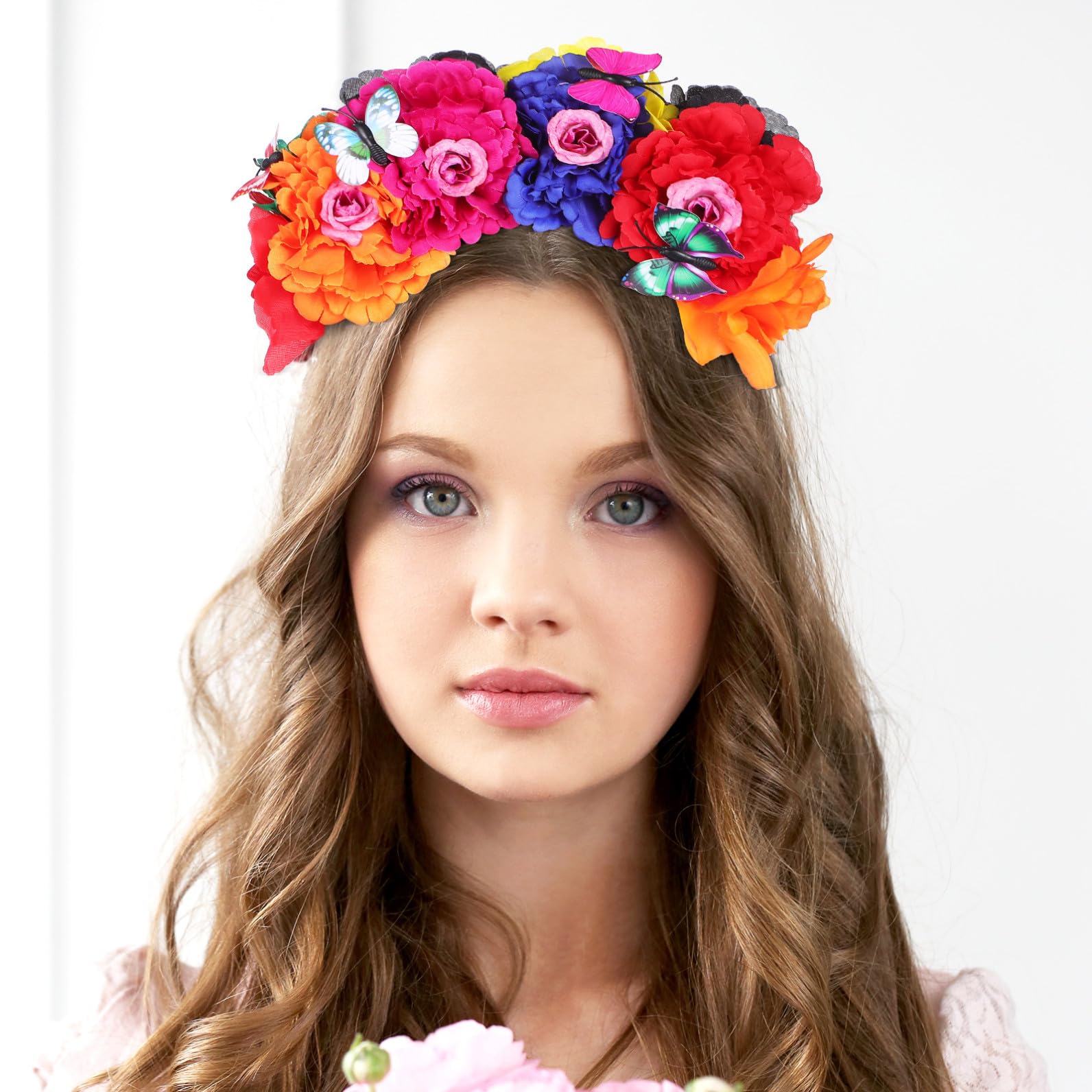 Diadema Floral de Plástico para Niñas y Mujeres en Bodas | No se Deforma, No Pierde Color, Acabado Delicado y Estilo Elegante, para Ocasión Especial