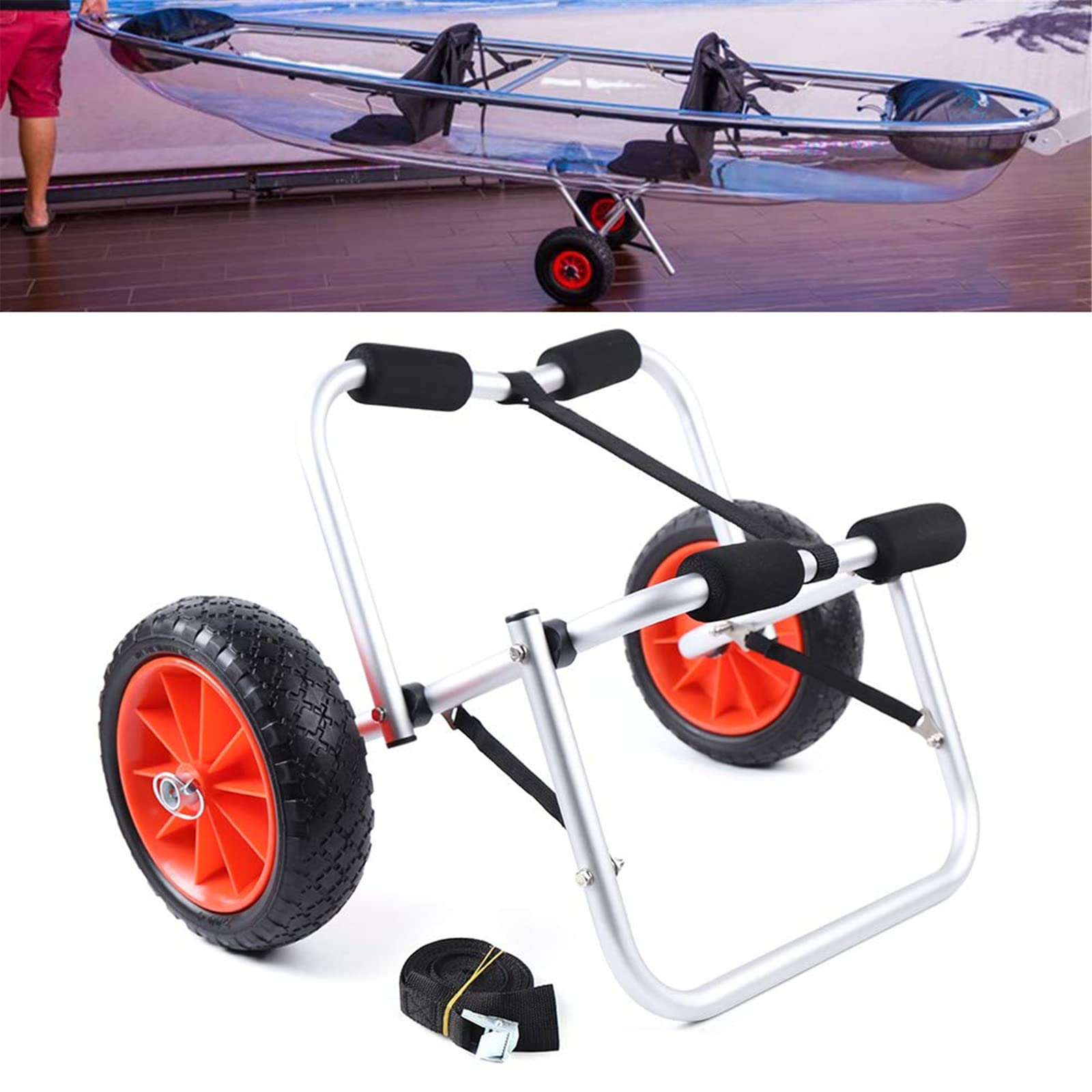 Carrito de kayak resistente para un fácil transporte en la playa, diseño ligero y portátil para kayaks y canoas, duradero y fiable