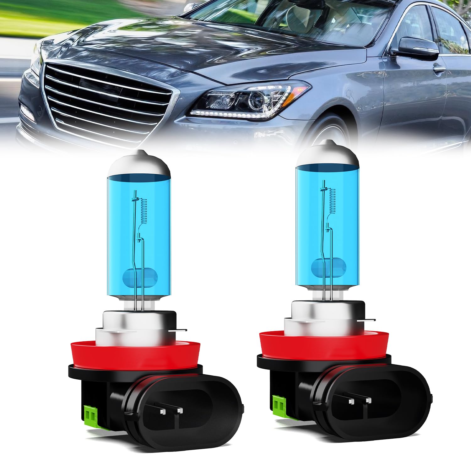 Fog Light Bulbs Compatible With Hyundai Genesis Coupe 2013-2016, H11 Fog Lights Halogen Light Bulb, Super Bright 6000K White, Plug and Play, Pack of 2