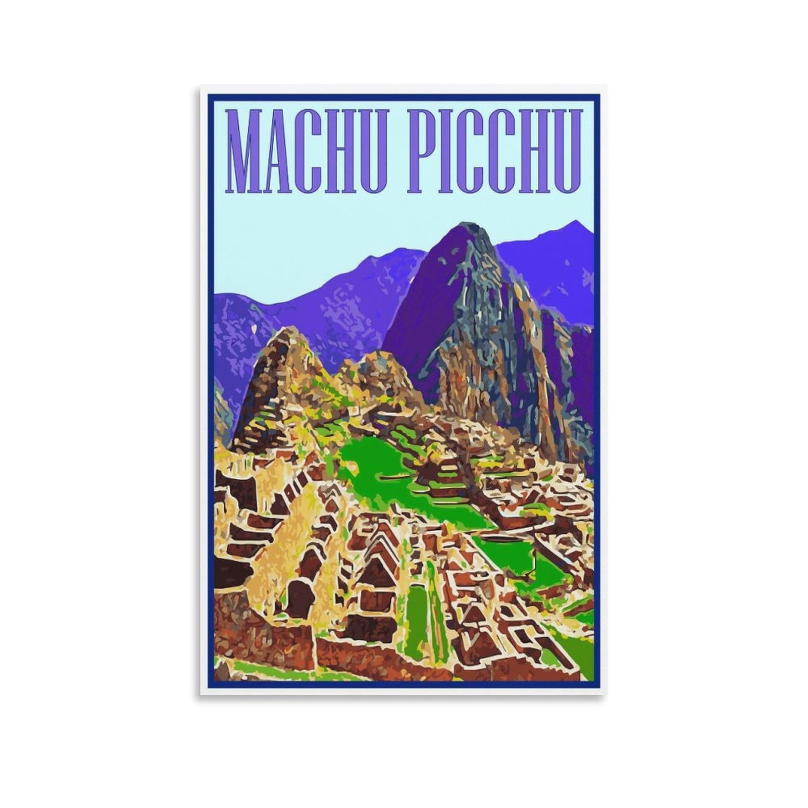 Orbana Unframe-Style Machu Picchu Vintage Travel Posters 16X24inch(40X60cm) Canvas Print For Living Room, Bedroom, Dorm, Home, Office Wall Decoration