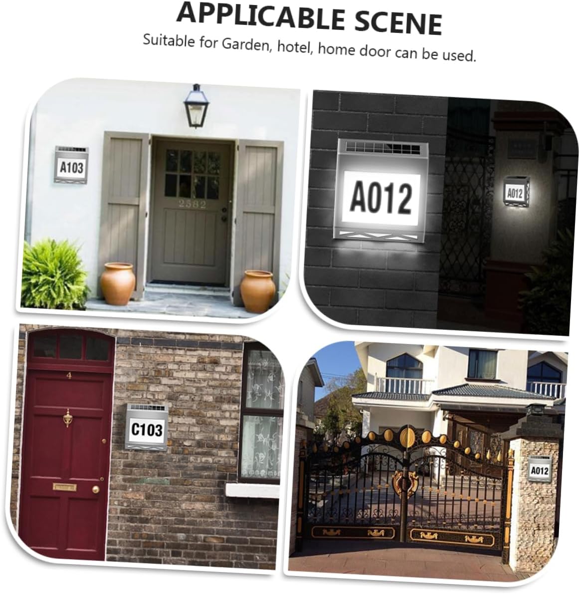 Mipcase 1set Solar Lighted Address Sign Lamp Solar House Number Light for Outdoor Use Garden Patio and Pathway
