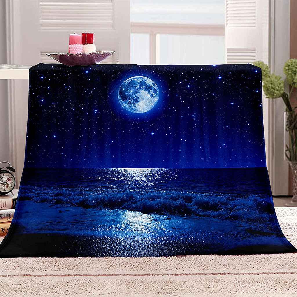 Couverture flanelle chaude 100x130cm : finis les frissons sur le canapé avec ce plaid bleu
