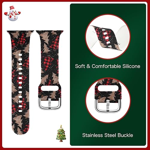 Miniatura 2 de Correas de reloj de Navidad compatibles con Apple Watch Band de 1.575 pulgadas para mujeres Series 9, 8, 7, Apple Watch, correa de silicona