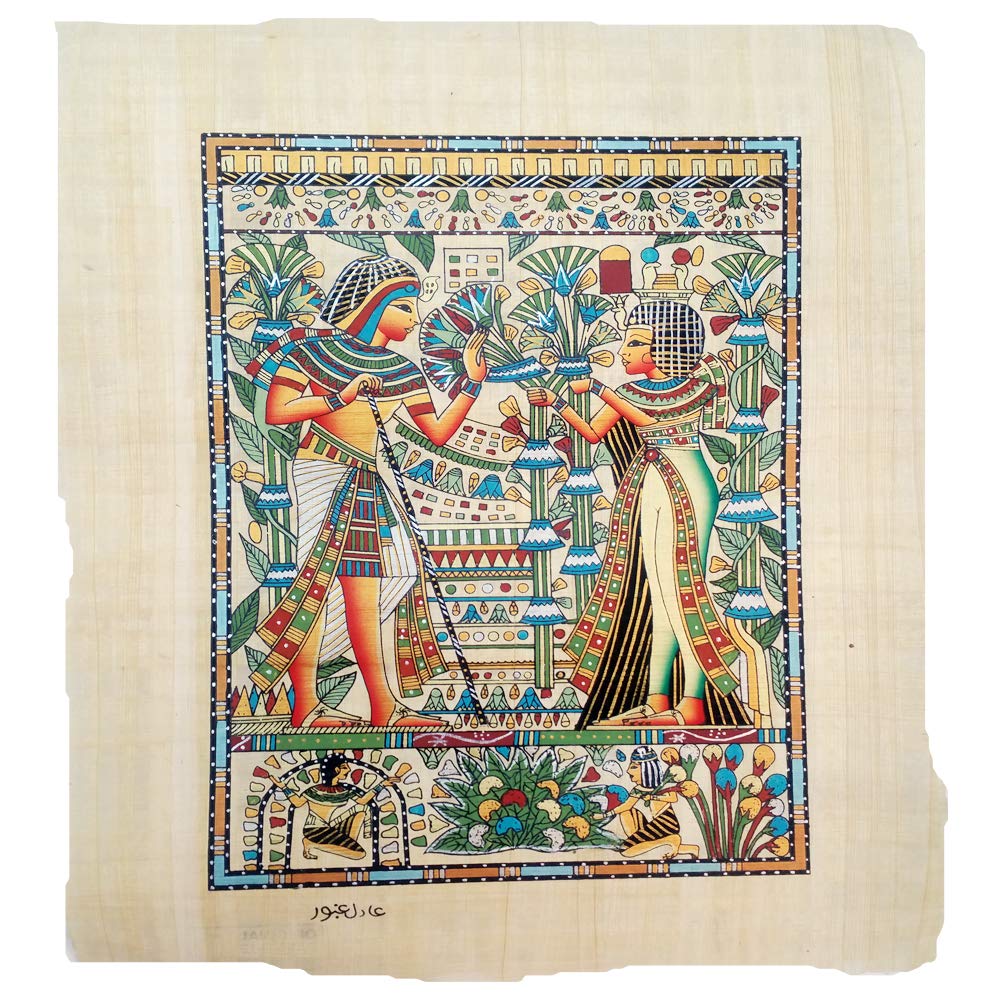 Papyrus Toutânkhamon peint à la main, cadeau idéal pour passionné d'histoire égyptienne