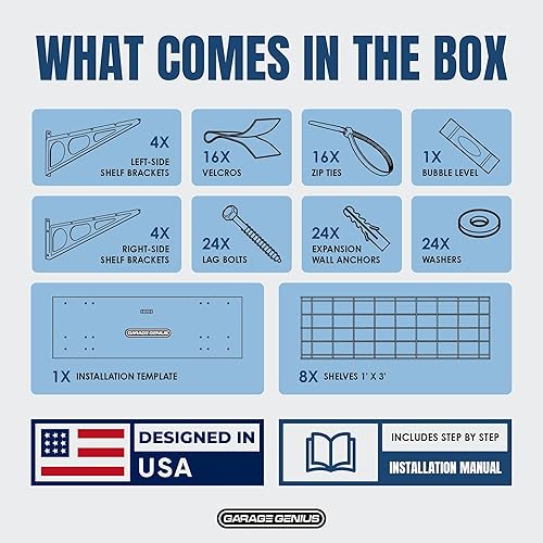 Miniatura 3 de GARAGE GENIUS Paquete de 2 estantes de garaje de 2 x 6 pies  Estantes de almacenamiento de garaje para estante de pared de habitación, estantes de