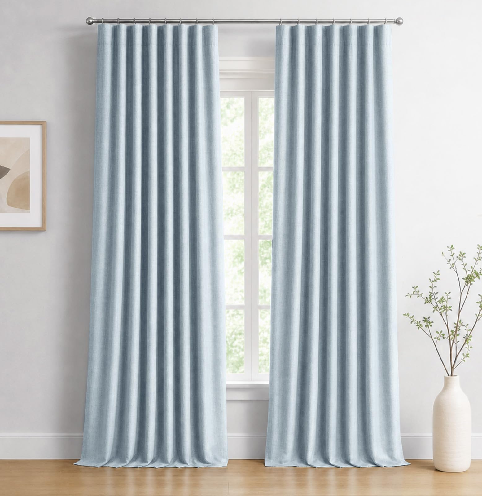 INOVADAY 100% Blackout Curtains for Bedroom Black Out Curtains 96 Inch Long
