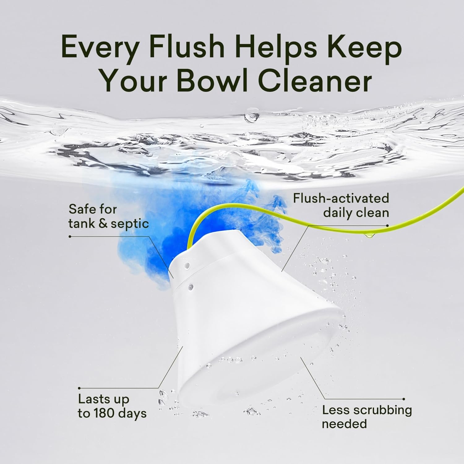 In-Tank Toilet Cleaner Bottle, Automatic Toilet Bowl Cleaners for Hard Water Stains, Septic System Friendly, Long Lasting Up to 180 Days / 1000+ Flushes
