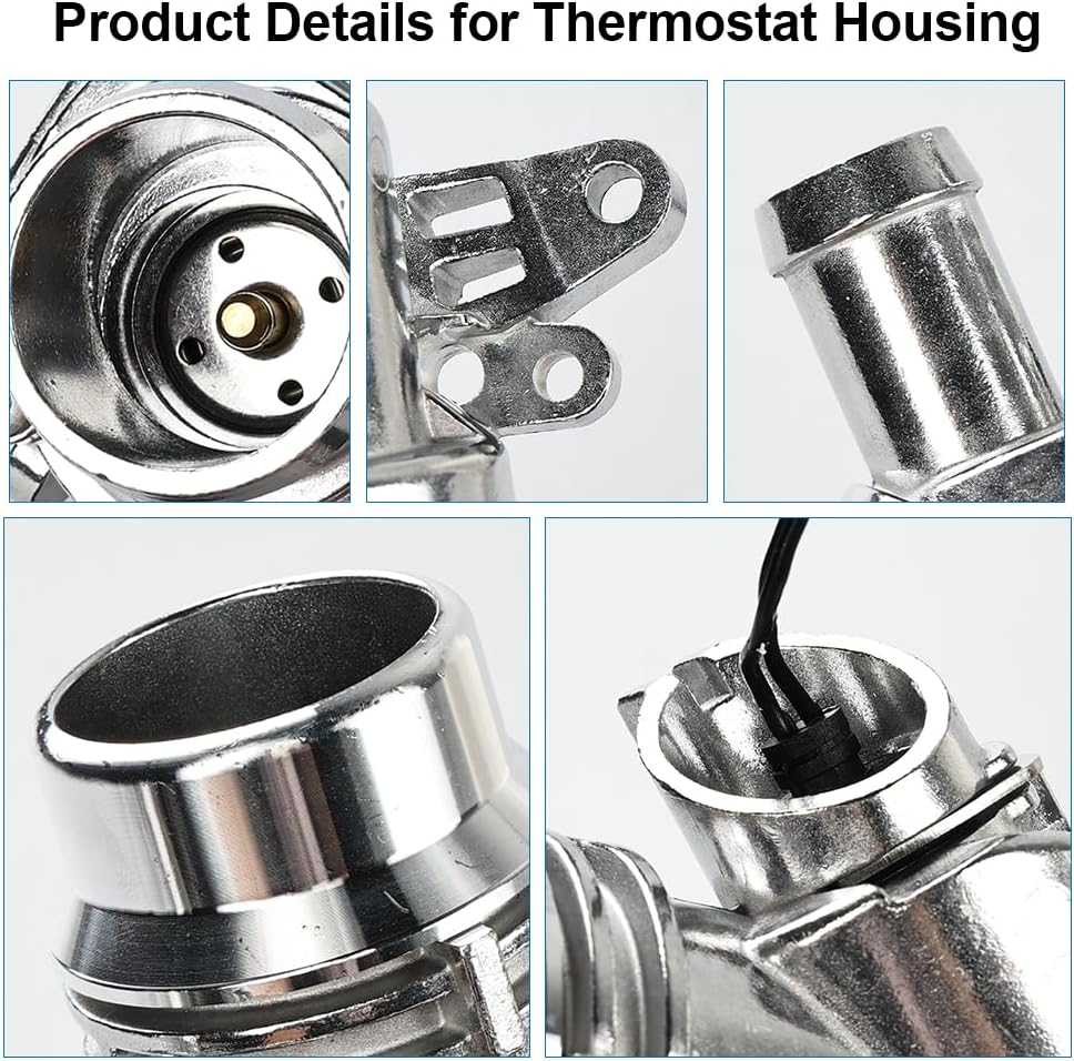 Aluminium Engine Coolant Thermostat Housing Compatible with 2014-2019 Land Rover LR4 Discovery 3.0L, Jaguar XF XE XJ F-Type F-Pace 2013-2020 3.0 L, Replacement for LR117568 LR062498
