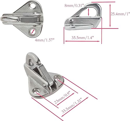 Vista 4 de 4 ganchos de acero inoxidable 316 para guardabarros, gancho de resorte, cuerda de fijación a presión, barco, vela, remolcador, barco, accesorios