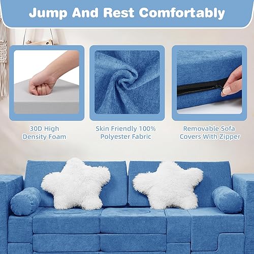 Miniatura 4 de GGIB Sofá modular de juego para niños, 28 piezas, sofá de espuma para niños, fortaleza de construcción para sala de juegos, juego creativo